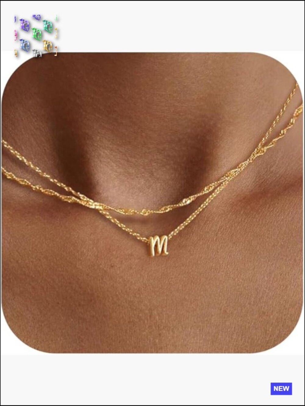 Initial Necklace with Lowercase Letter Pendant, Gold Layered Choker Set, Dainty